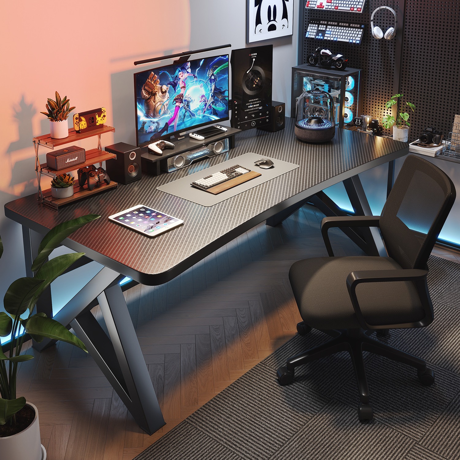 Computer Table Desktop Home E-Sports Table Bedroom Carbon Fiber Rectangular Table Workbench Simple Office Desk Desk