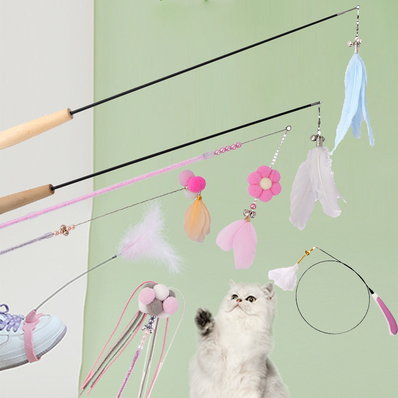 ペット用品卸売り猫セット長尺ソフトレバー猫棒羽猫棒鈴音猫玩具|undefined
