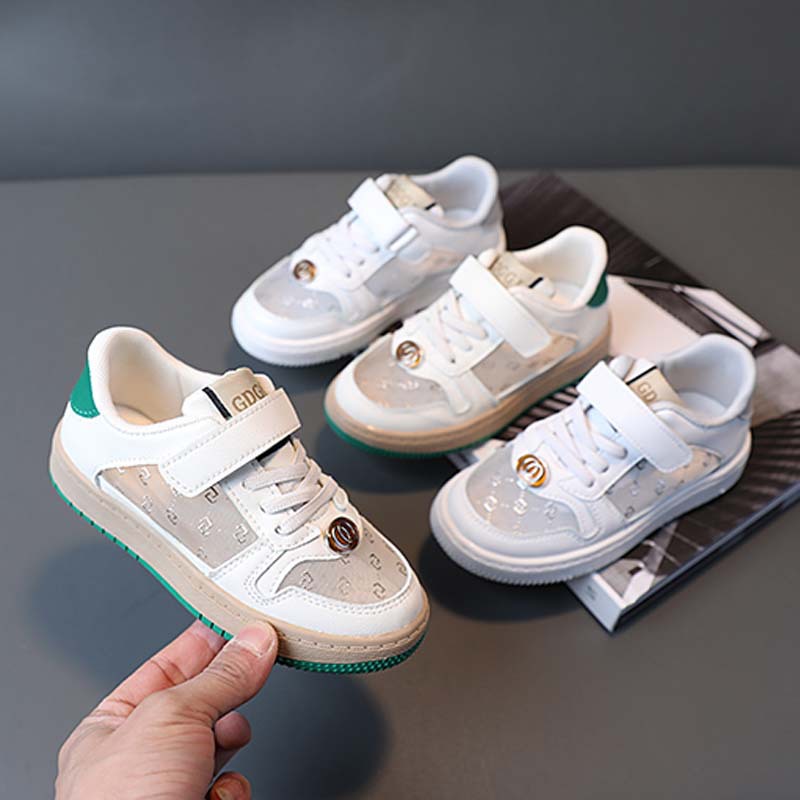 女童運動鞋2021春夏新款兒童網鞋透氣網面男童春款兒童小白板鞋