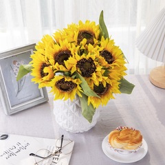 廠家婚慶裝飾品仿真花向日葵花束綠植物批發跨境INS假花YC1038