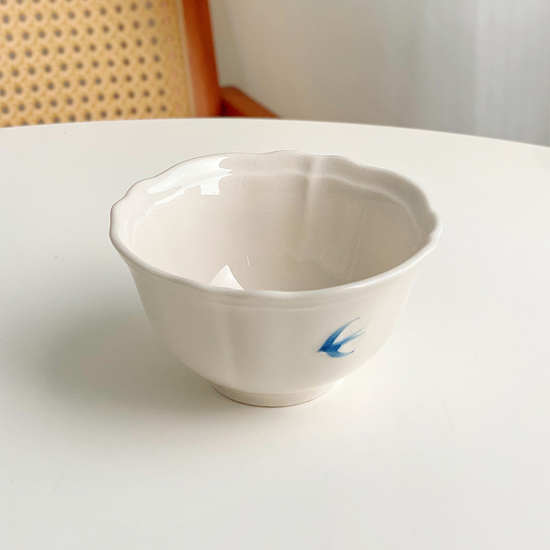 Foreign trade tail goods Japanese retro ceramic rice bowl ice cream bowl household salad bowl milkshake pudding ice cream yogurt