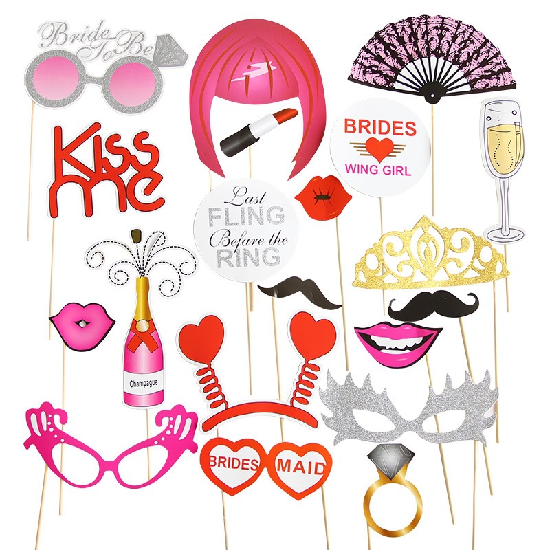 Fiesta de solteros accesorios de fotografía boda estampado papel de mano hombre y mujer unicornio amor pájaro decoración de la novia