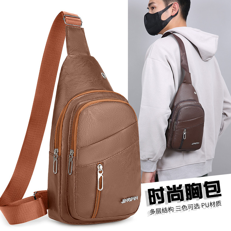 Bolso de pecho de hombre transfronterizo pu piel de moda de transporte de viaje bolso de hombro de gran capacidad ocio versátil viaje mochila de moda