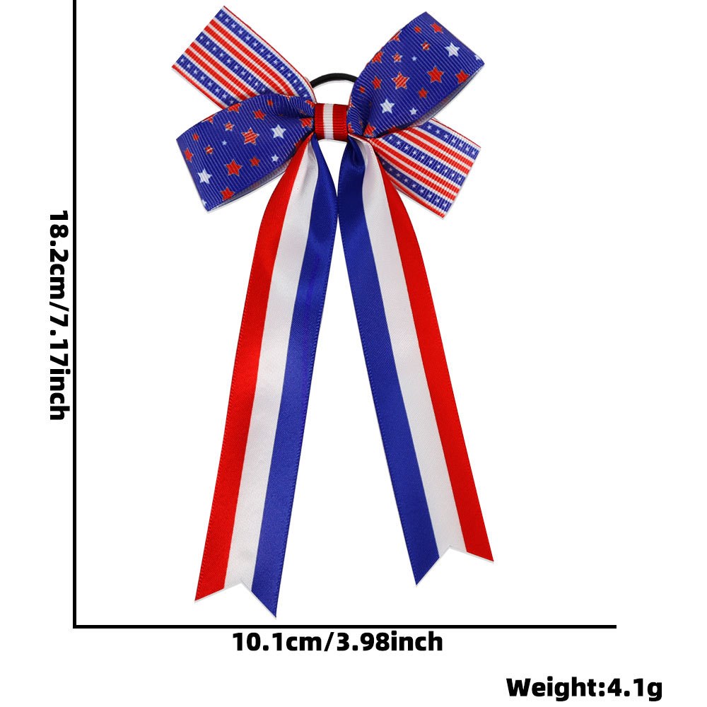 Nuevo Día de la Independencia Americana Bowknot Head Cuerda Estrella Bandera Estampado Día Nacional Tema Fiesta Decoración Cinta Anillo para el cabello image 8