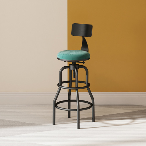 Bar counter chair high-leg stool wrought iron household backrest adjustable bar stool modern high chair minimalist bar chair high-leg chair p^