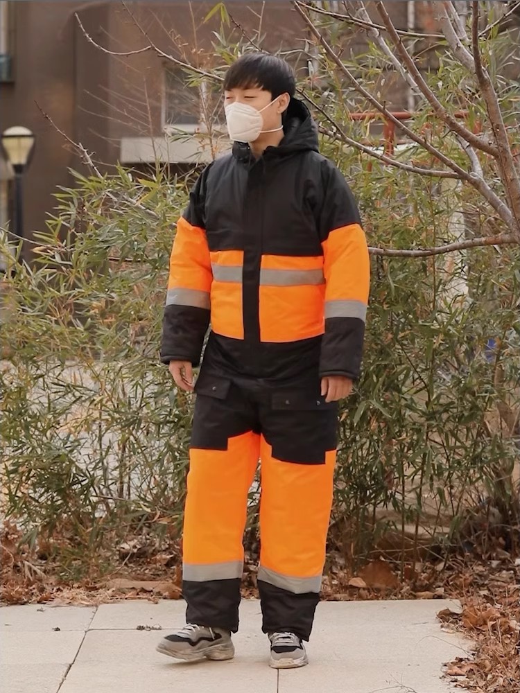 Ropa de refrigeración unida con sombrero impermeable tripulación ropa de algodón de trabajo ropa de algodón caliente chaqueta de algodón de invierno para hombres image 5