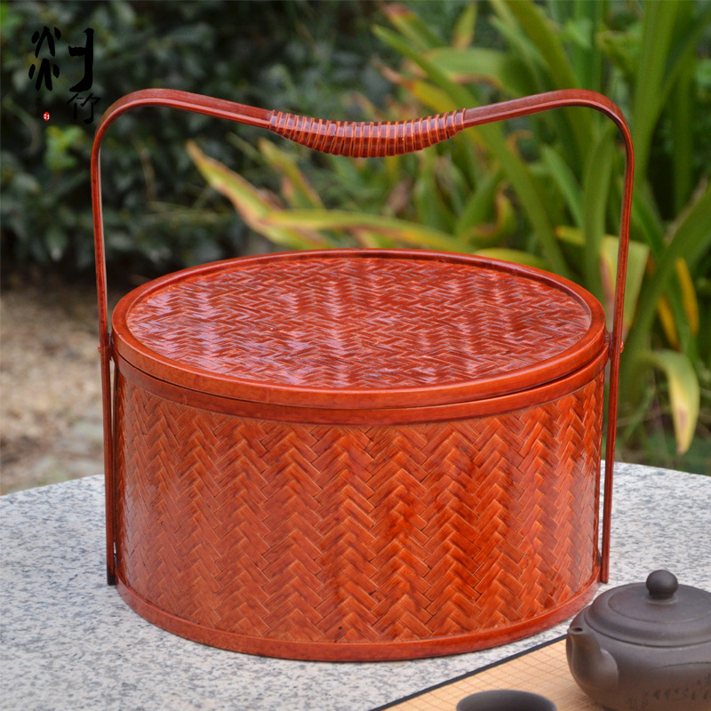 竹編みのバスケットの食品箱の茶器の収納箱の結婚祝いの民宿のバスケットの清潔なバスケットの竹編みの包装のバスケット|undefined