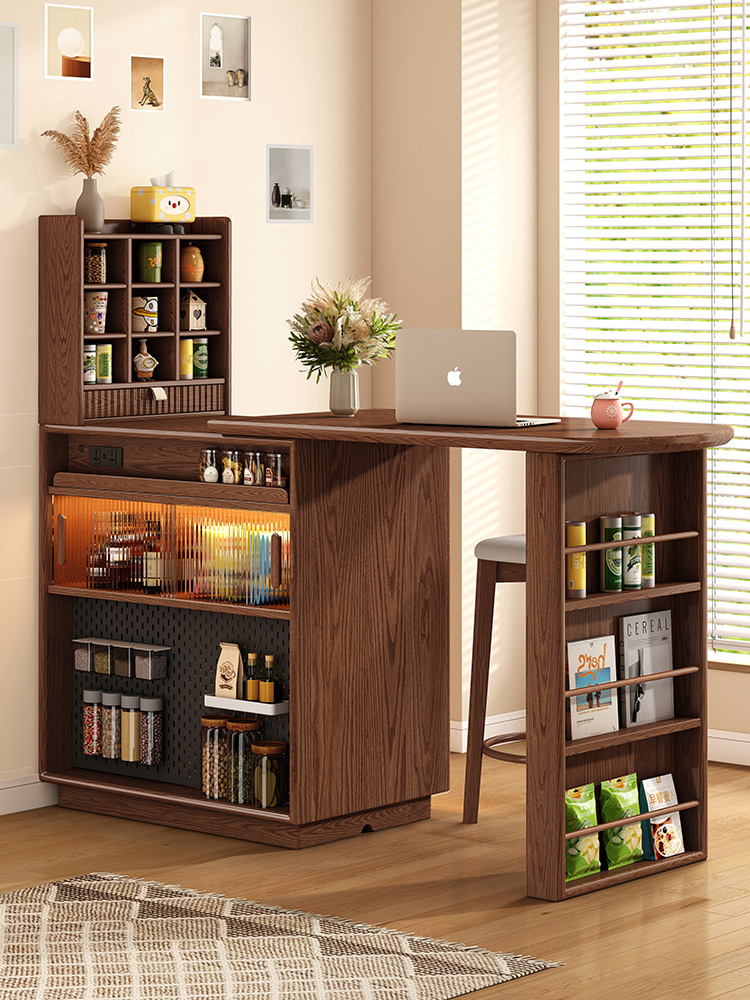 ✅ Solid Wood Dining Bar Table for Home Use, Suitable for Balcony Leisure, Extendable, Compact Partition Cabinet, Narrow Island Table, Sideboard