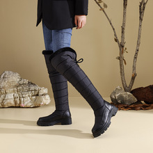 2025冬季外贸防水羽绒棉雪地靴女式中筒靴圆头加厚毛舒适保暖棉鞋