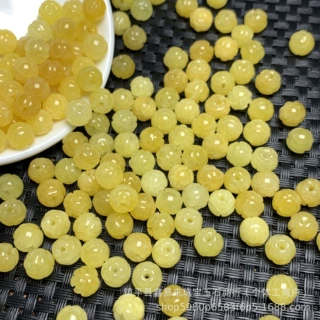蜜蜡黄8mm黄莲花珠diy手链手串项链散珠配饰批发