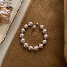 淡水珍珠手鏈小眾復古風天然珍珠正圓吸鐵石扣手串飾品女廠家批發
