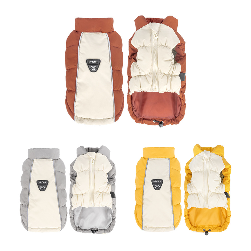 Winterwarmer Hundemantel, farblich abgesetzt, winddichte, wattierte Baumwollweste für Haustiere_voghion.com