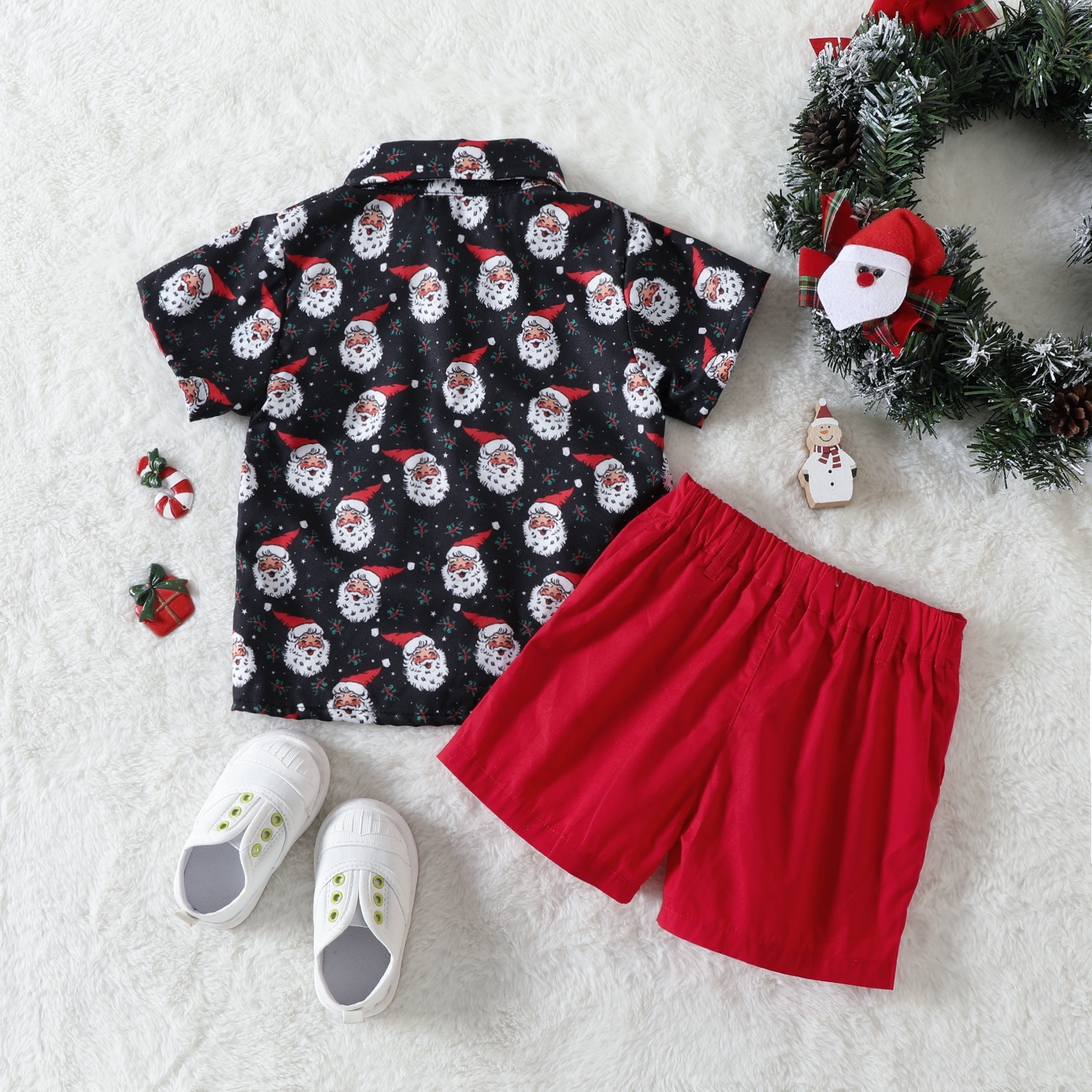 Christmas Streetwear Cartoon Santa Claus Cotton Boys Clothing Sets display picture 2