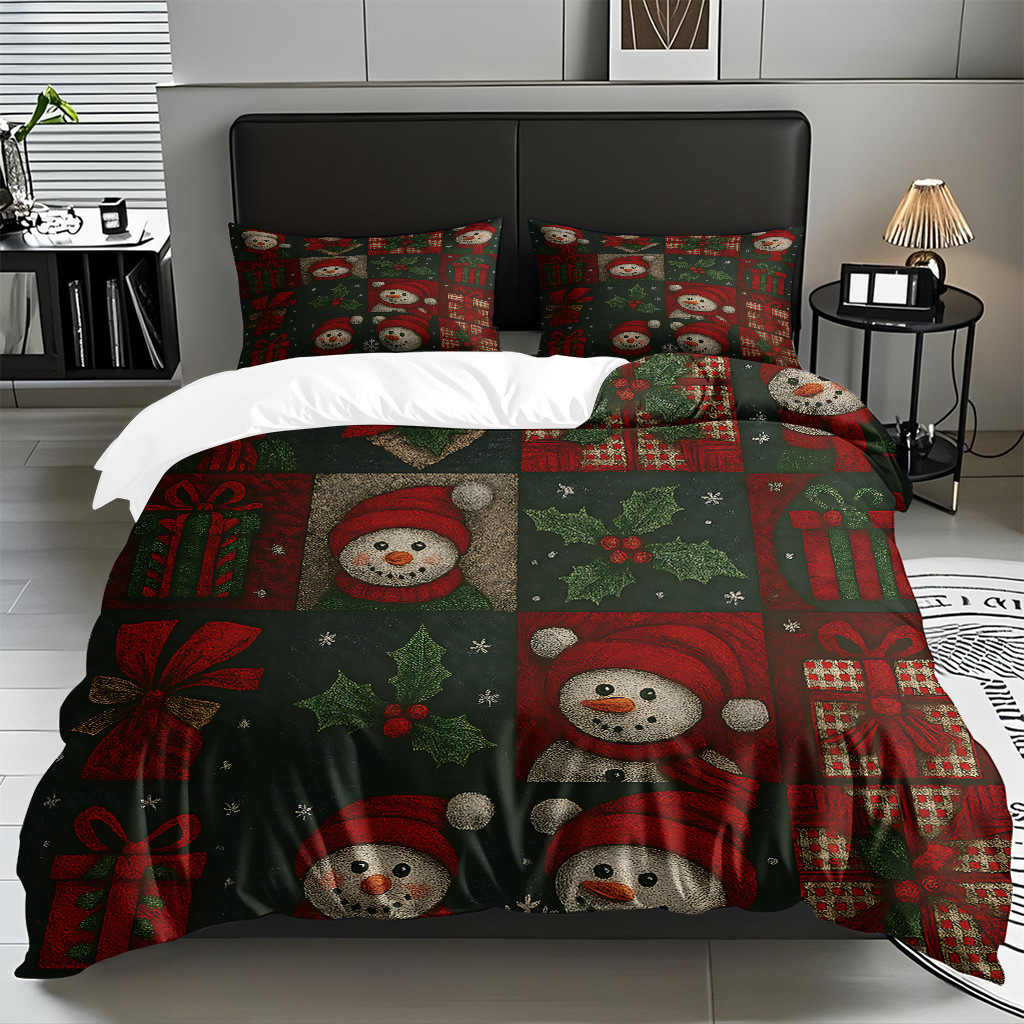 Impresión digital 3D Kit de colcha de navidad muñeco de nieve alce piel fábrica de textiles caseros directa TEMU / JIT