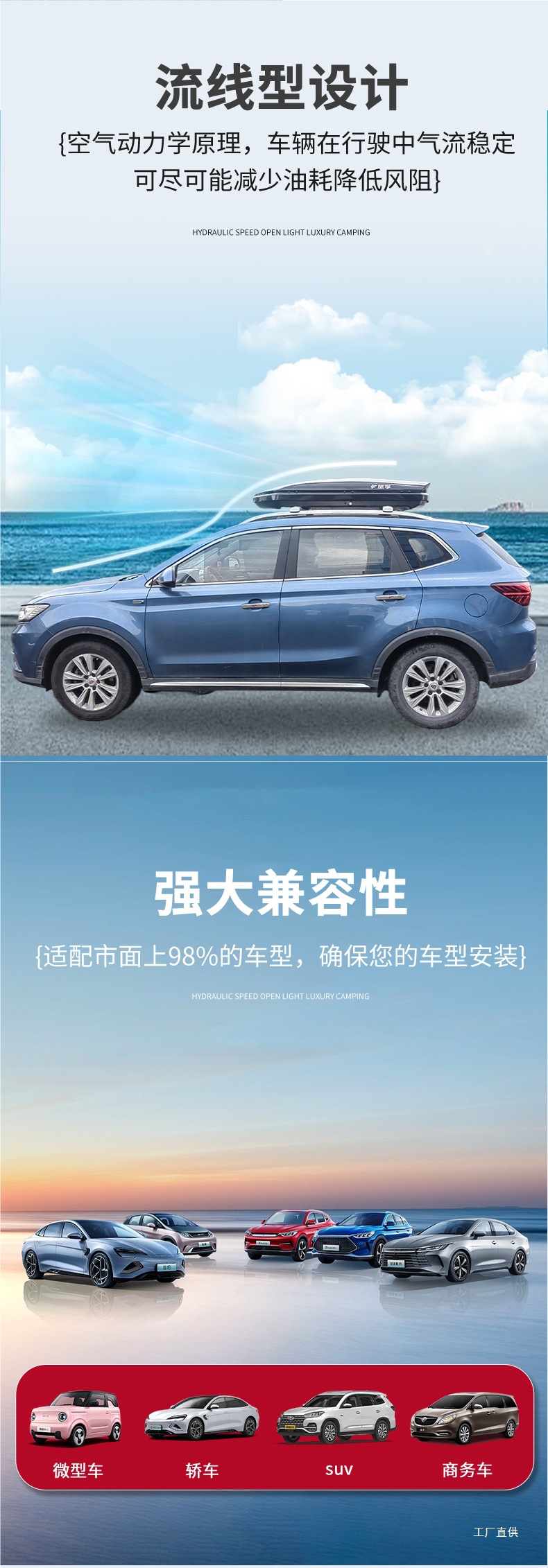 Lufu Classy Roof Trunk Suv Sedan Universal Ultra-Thin Flat Sunken Car Travel Peihui