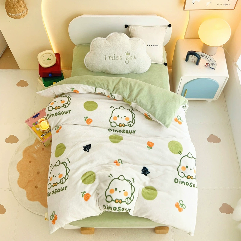 Категория A Детское молочное стеганое одеяло зимой 120x150x200 коралловый бархат детский сад утолщенный двухсторонний пуховое одеяло