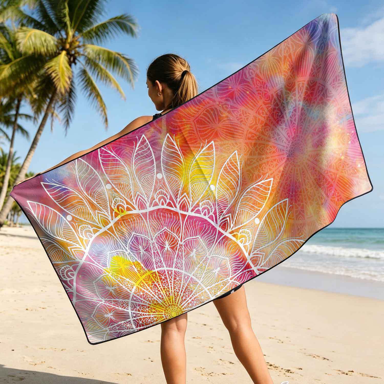 2-piece dual-use car seat cover, ultra-fine fiber, can be used as a beach towel, printed car protective seat cover 6