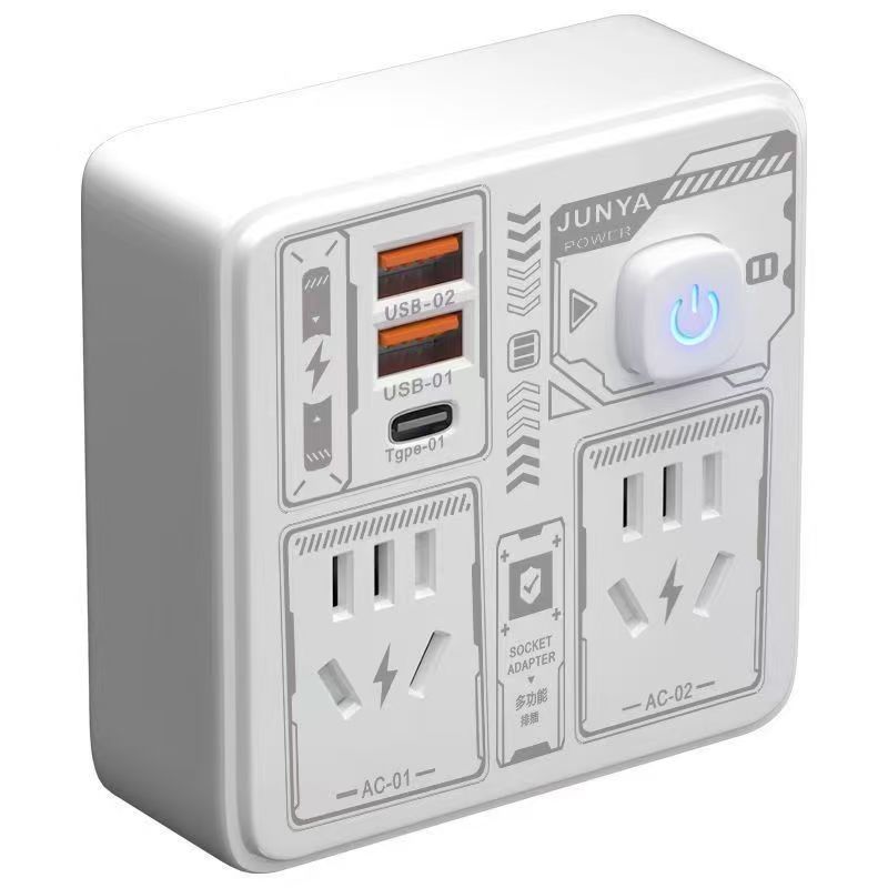 新国标86型转换器插座带夜灯usb充电一转 多插孔墙壁插座转换插