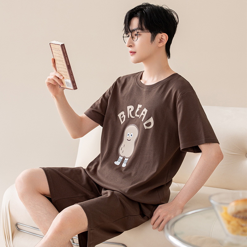 Nuevo algodón de manga corta de verano Pantalones cortos pijamas hombres rayas simple delgada ropa de abrigo casual homewear traje