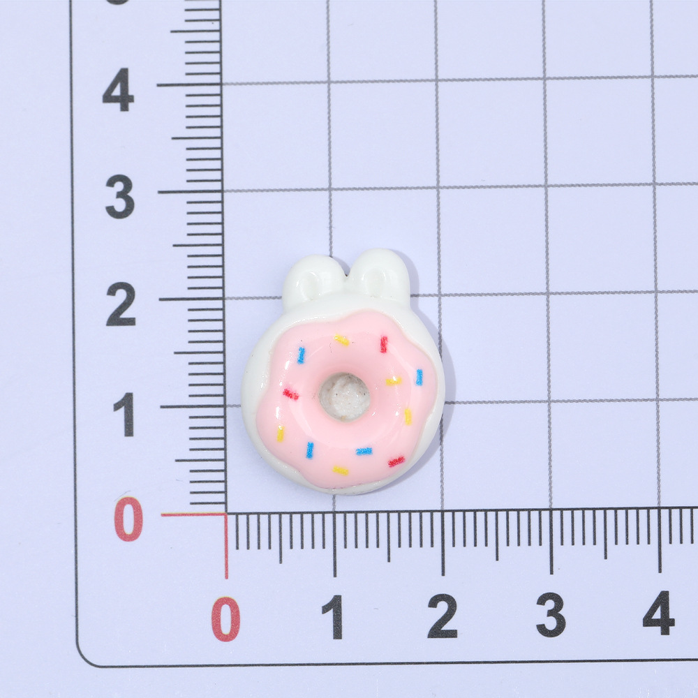 Brillante Arco Iris lindo conejo donut DIY accesorios de resina teléfono móvil Shell horquilla accesorios para el cabello agujero zapato hebilla material al por mayor