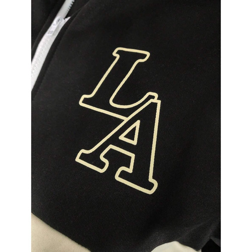 S216 T 19376 Autumn new men's color matching long sleeves front zipper letter print