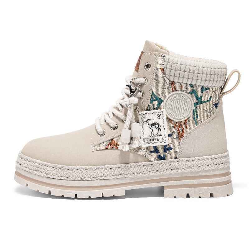 Botas de herramienta de tela de paja de Martin, zapatos de motocicleta de hombre, zapatos de moda casuales al aire libre, zapatos de hombre de estilo británico transfronterizo