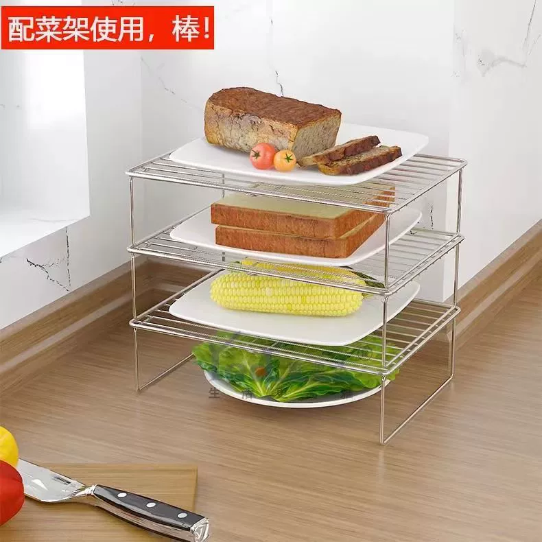 The built -in rack stainless steel layered partition compartment placing vegetable plates and bowls separated by separation of sinks.