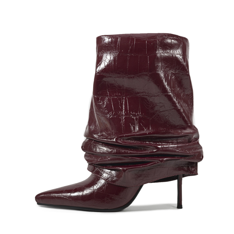 European and American Style Pointed-Toe Stiletto Heel Ultra-Wide Pleated Design Short Boots, Large Sizes 35-47 European and American Style Pointed-Toe Stiletto Heel Ultra-Wide Pleated Design Short Boots, Large Sizes 35-47