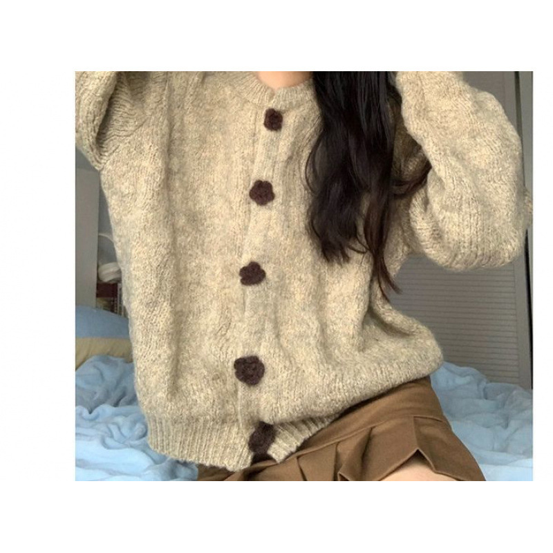 24 invierno Puyuan perezoso suéter vintage mujer engrosado cardigan chaqueta de punto blando camisa glutinosa otra image 3