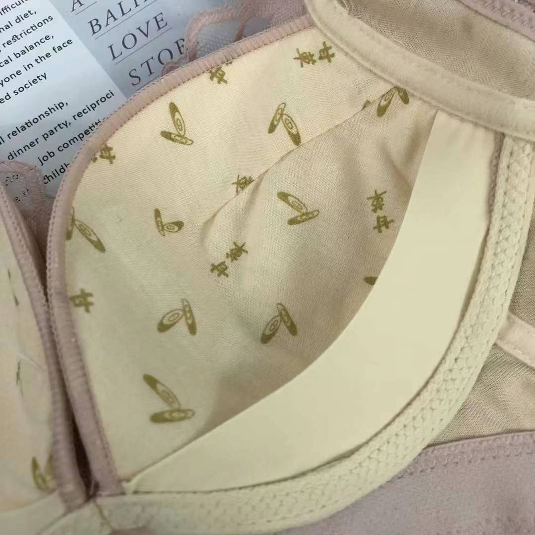 Nuevo sujetador de alta calidad de moda de encaje jacquard transpirable y cómodo ajuste lateral de pecho de cuatro botones ropa interior mujer