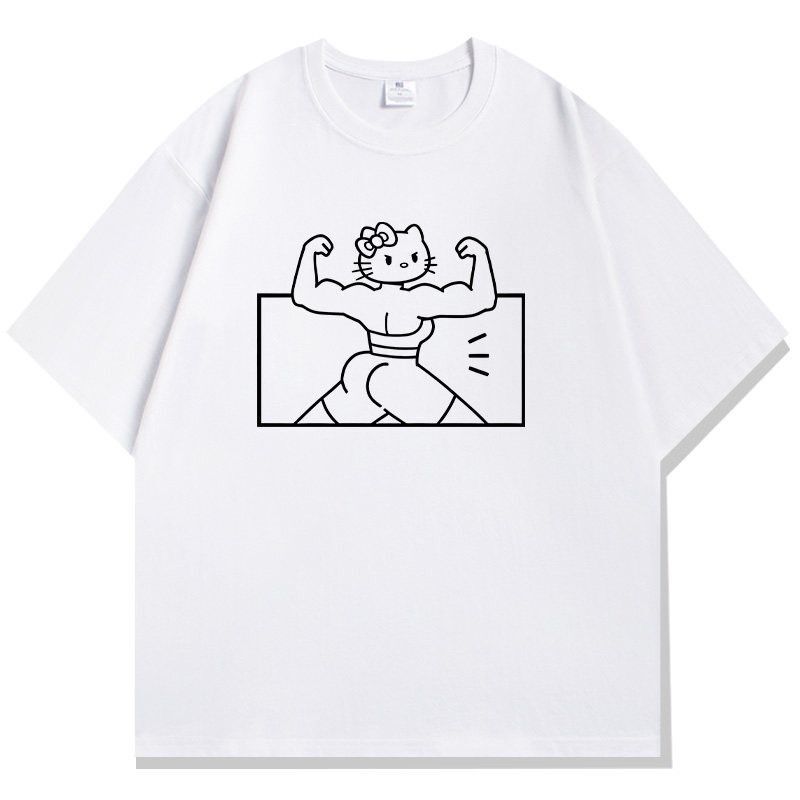Muscle-Boosting Kitty Short-Sleeved T-Shirt for Men and Women 2026 Summer Loose and Fun Design Sports Casual Pure Cotton Top Muscle-Boosting Kitty Short-Sleeved T-Shirt for Men and Women 2026 Summer Loose and Fun Design Sports Casual Pure Cotton Top
