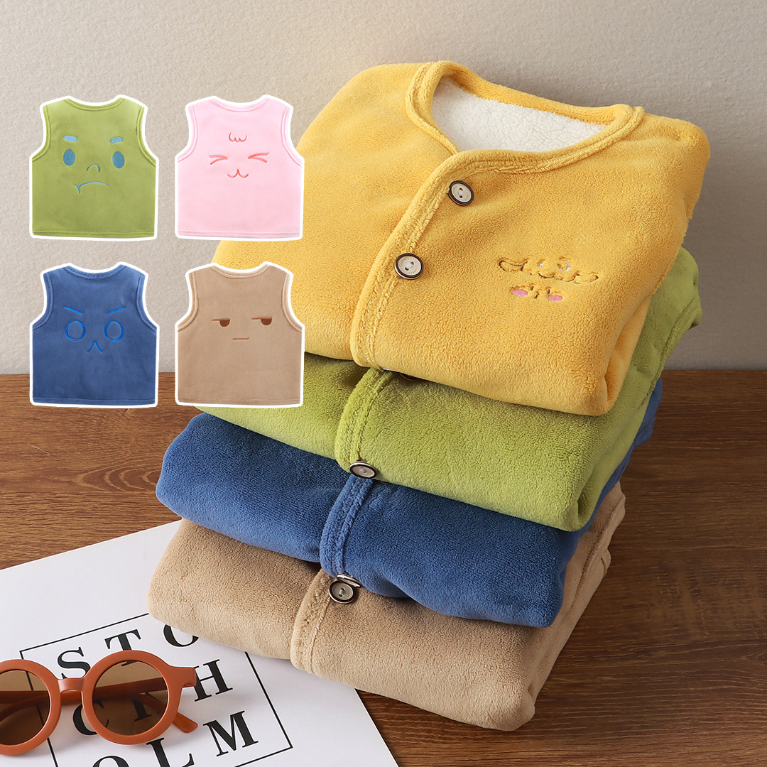 Chaleco de vellón polar para niños otoño e invierno engrosamiento bebé ropa de punto para bebés calidez ropa para niños y niñas