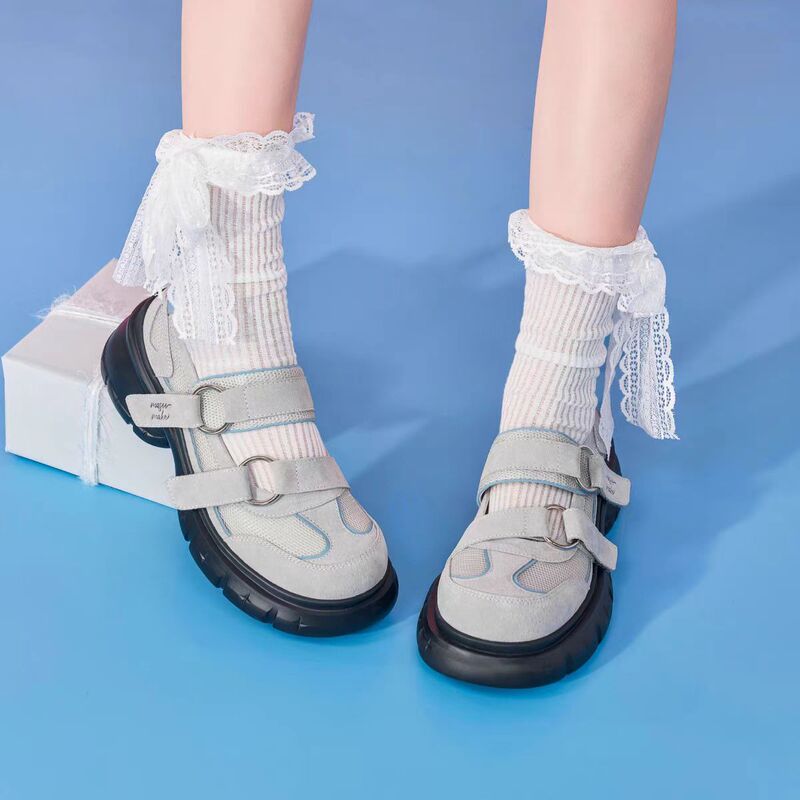 2025 Summer New Women's Shoes Mary Jane Shoes Color Velcro Soft Sole Non-slip Breathable Flat All-match Fashionable Single-layer Shoes