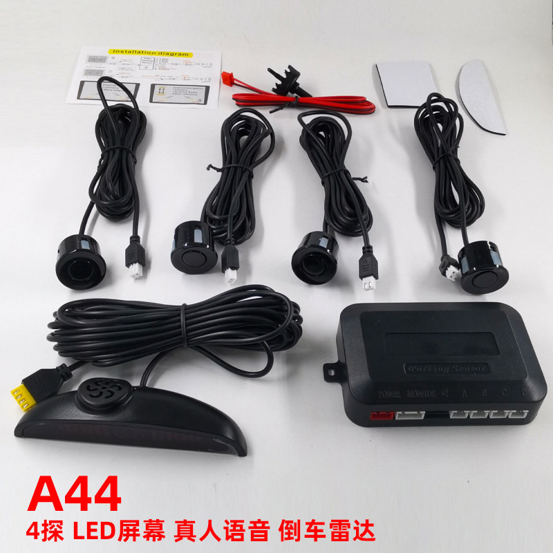 Source Manufacturer Car 4 Probe Reversing Radar Led Crescent Display Screen Human Language Alarm