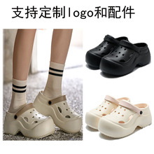 夏季新款防滑花园鞋沙滩增高洞洞鞋eva包头厚底凉鞋拖鞋