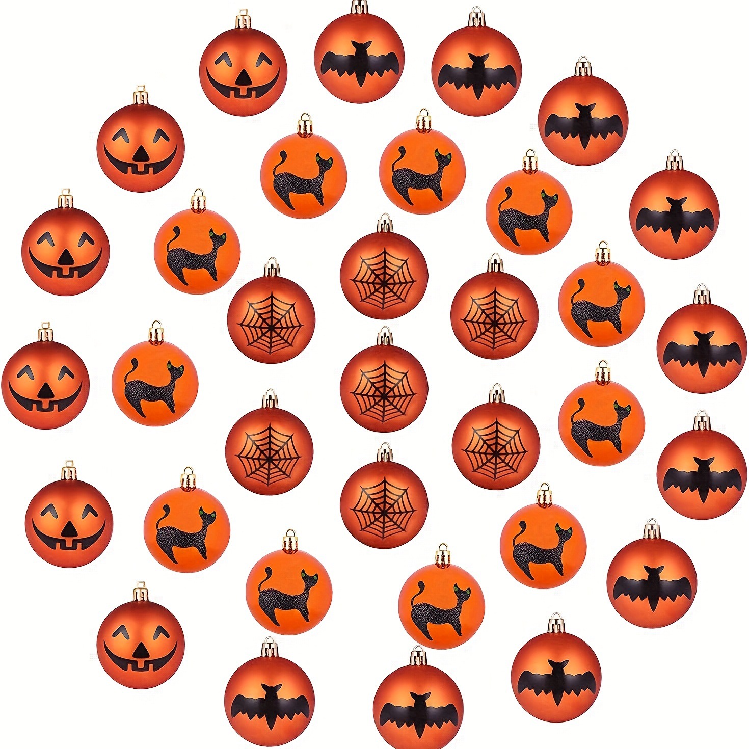 24 adornos de Halloween araña bat pintado bola calabaza gato negro bat araña colgante bola fiesta casa