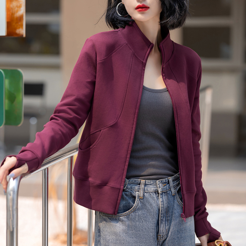 Spring and Autumn Zip-Up Cotton Sweatshirt for Women, New Cardigan Jacket, Early Autumn Casual Sports Jacket, Baseball Jacket Spring and Autumn Zip-Up Cotton Sweatshirt for Women, New Cardigan Jacket, Early Autumn Casual Sports Jacket, Baseball Jacket