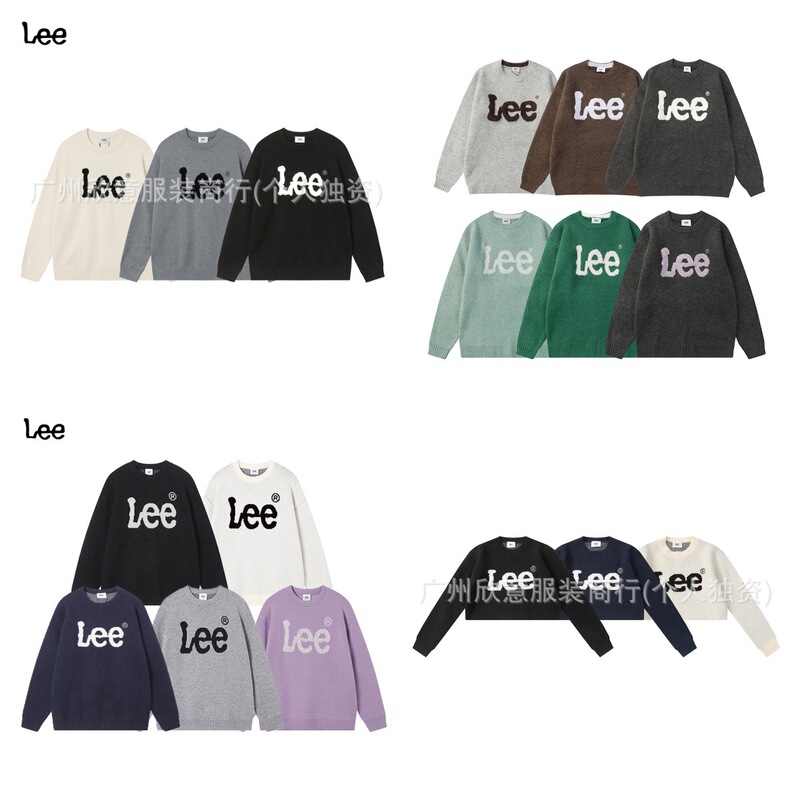 Korean Lee Korean Version Letter Color-Blocking Loose Cotton Knit Pullover Sweater Casual Ins Unisex Couple Matching Trendy
