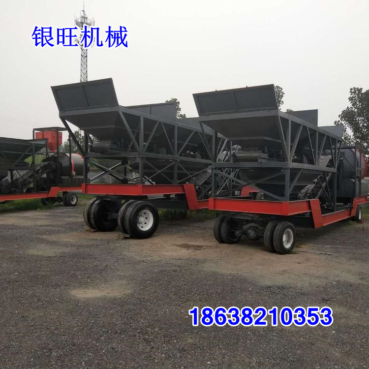 移动搅拌站厂家 一体式车载搅拌站 银旺三仓滚筒搅拌站价格