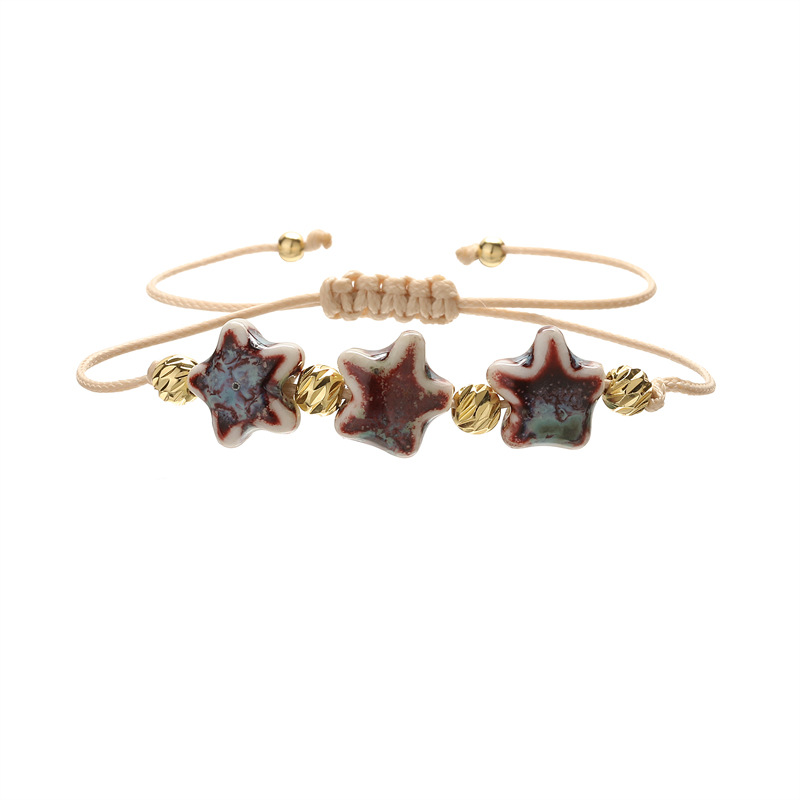 Transfronterizo europeo y americano Amazon TEMU Ceramic Little Star Pulsera para mujer Pulsera con cuentas salvaje Joyas al por mayor