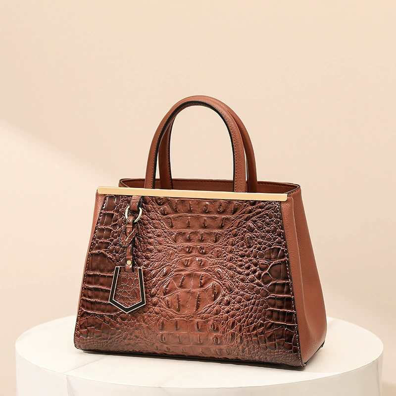 (Cross-border trading), universal capacious fashionable one-shoulder bag, bag strap, European style, crocodile print, simple and elegant design