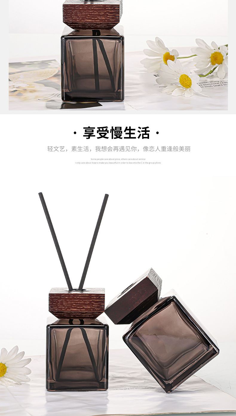 香薰瓶批发玻璃挥发玻璃瓶时尚香氛藤条挥发香水瓶子木盖玻璃空瓶详情7