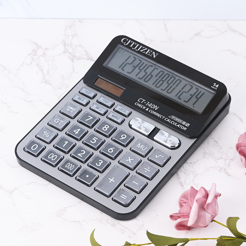 Calculadora solar de 14 dígitos CT-140N computadora grande Calculadora de escritorio de oficina de contabilidad financiera al por mayor