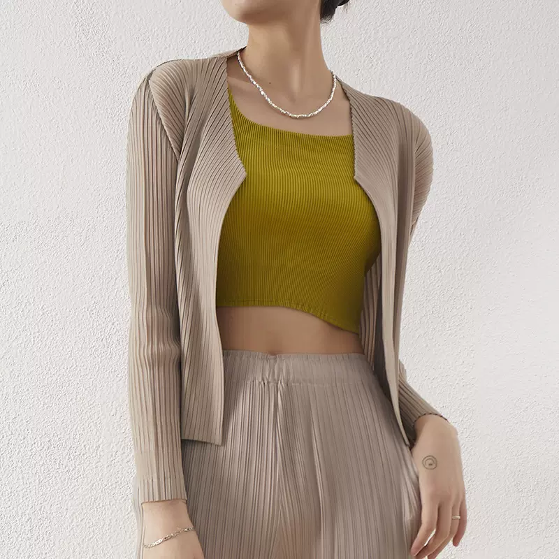 褶皱短外套2023秋三宅新款时尚气质女装百搭上衣薄款空调衫防晒衫