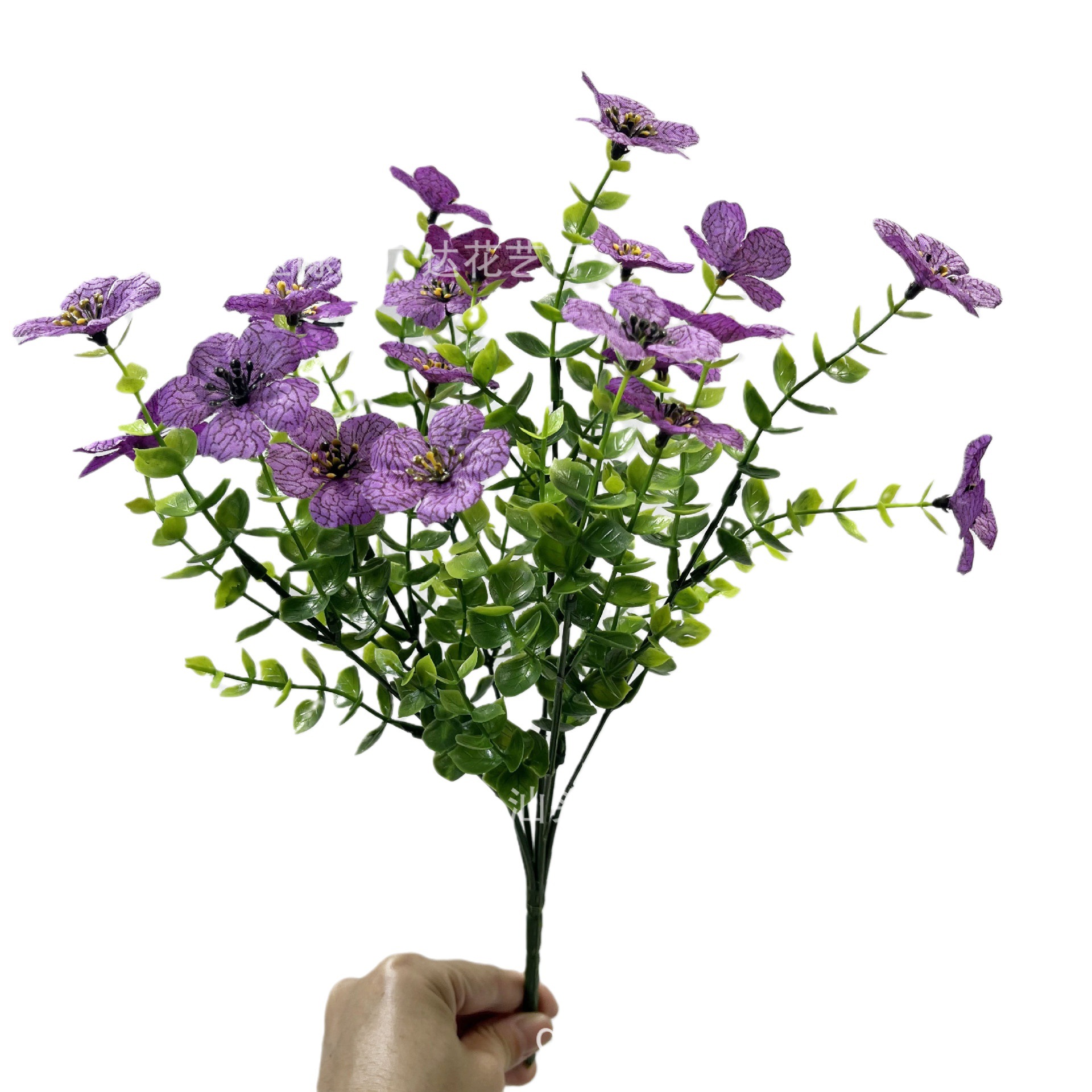 Pinduoduo Cross-border Amazon simulación ramo eucalipto violeta plástico flor falsa hogar boda decoración al aire libre