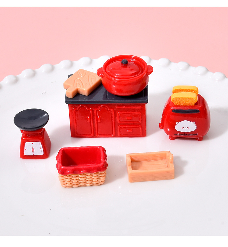 Simulated Retro Kitchen Utensils Set Resin Accessories Mini Kitchen DIY Dollhouse Pretend Play Toys Tabletop Decoration