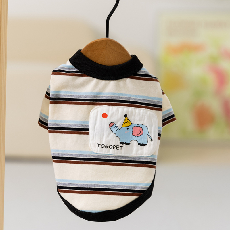 Perro primavera y verano dibujos animados a rayas elefante chaleco de dos patas felino camiseta Teddy Bear adorable ropa de perro