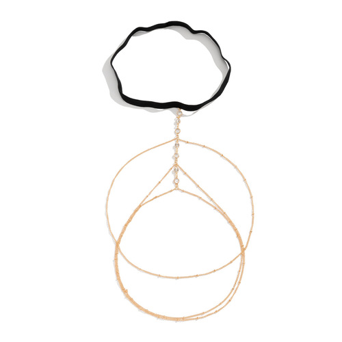 Cross-border jewelry for Europe and America, sexy beach faux pearl body chain, minimalist sexy star-shaped water diamond fringe thigh chain