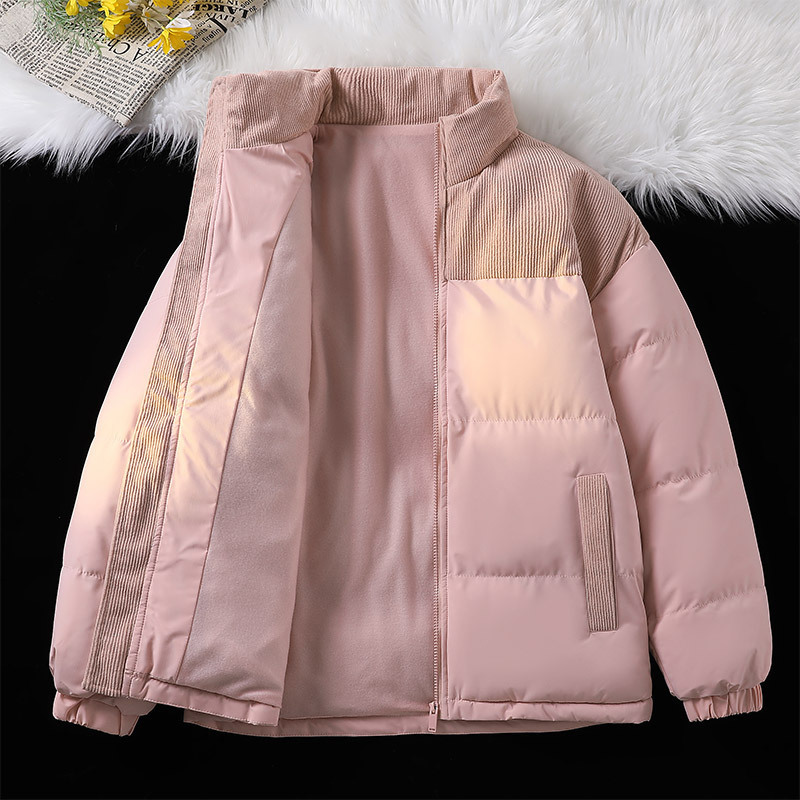 Padded Clothes Men's And Women's Corduroy Padded Clothes Thickened Padded Jackets Loose Stand-up Collar Couple Jackets_viptrois.com
