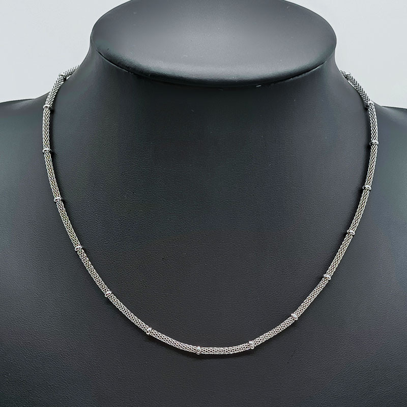 Maille ronde en acier inoxydable avec collier de perles en or de mode Hip Hop pour étudiants masculins et féminins_voghion.com